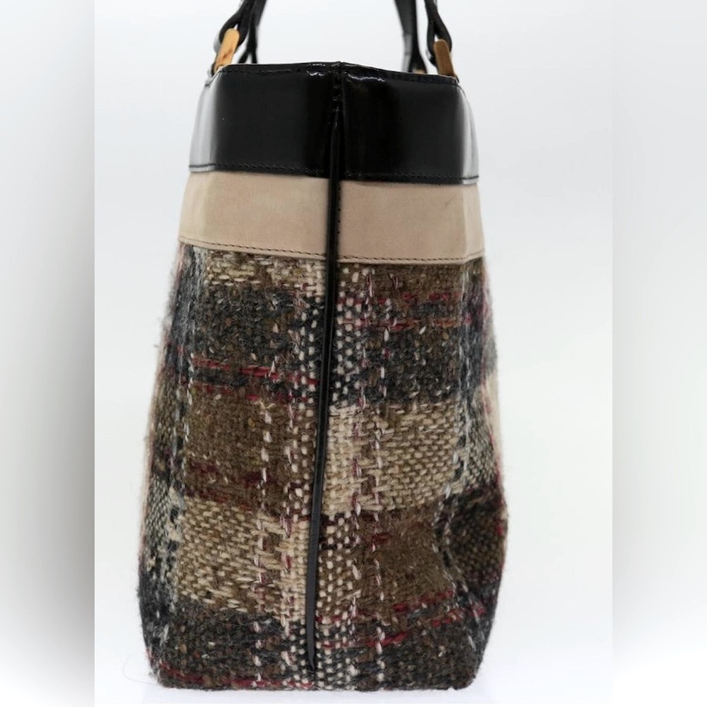 Burberry Handtasche Wolle Beige Authentic Tweed Tote and Pouch Set with Dust Bag - Picture 7 of 16